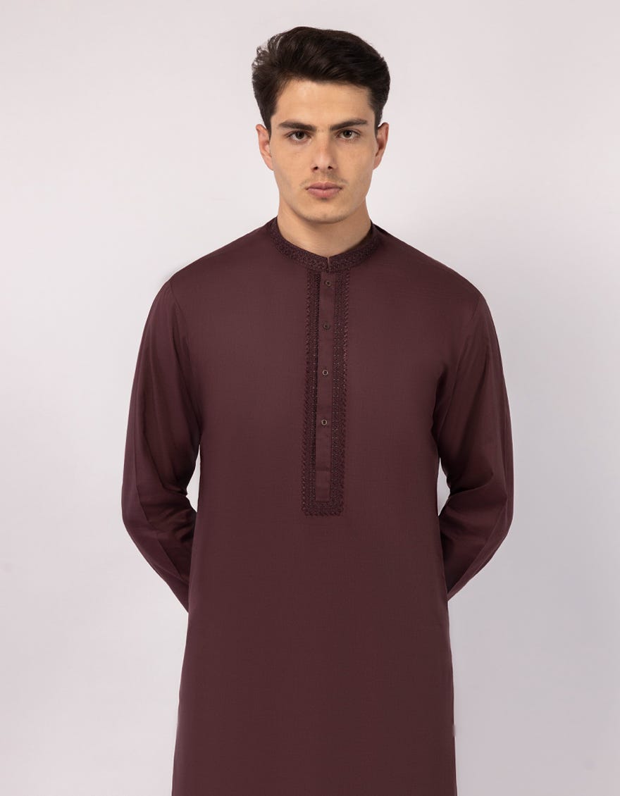 MAROON COTTON SEMI-FORMAL KURTA