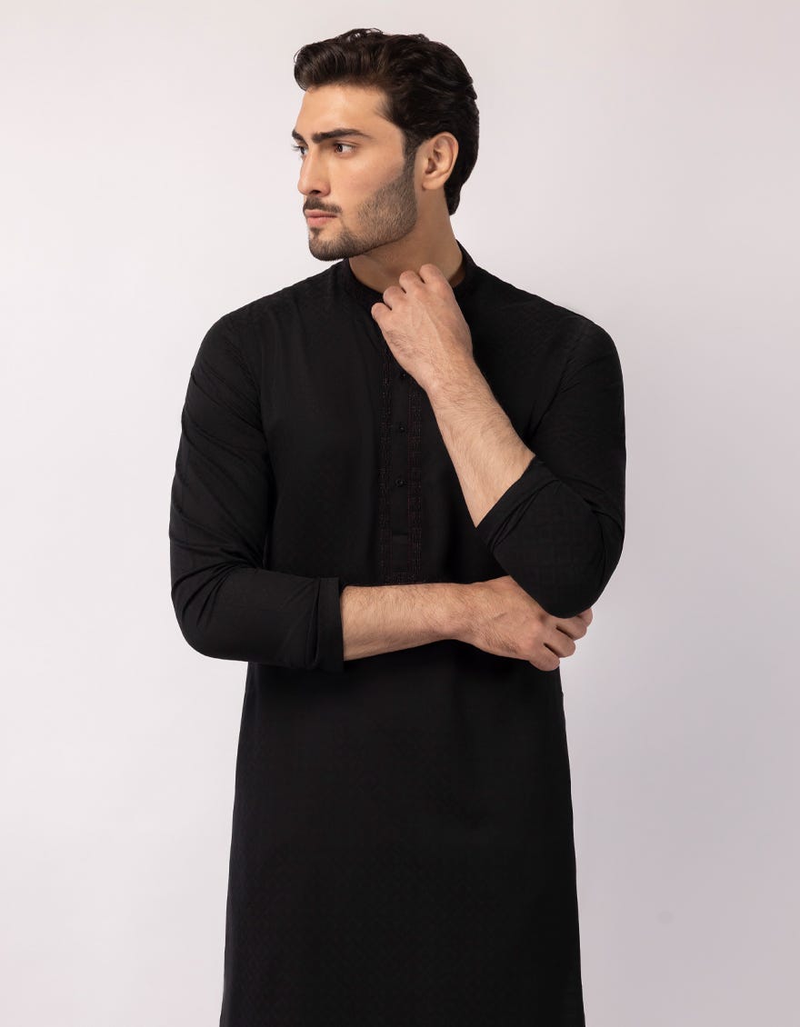 BLACK SEMI-FORMAL KURTA