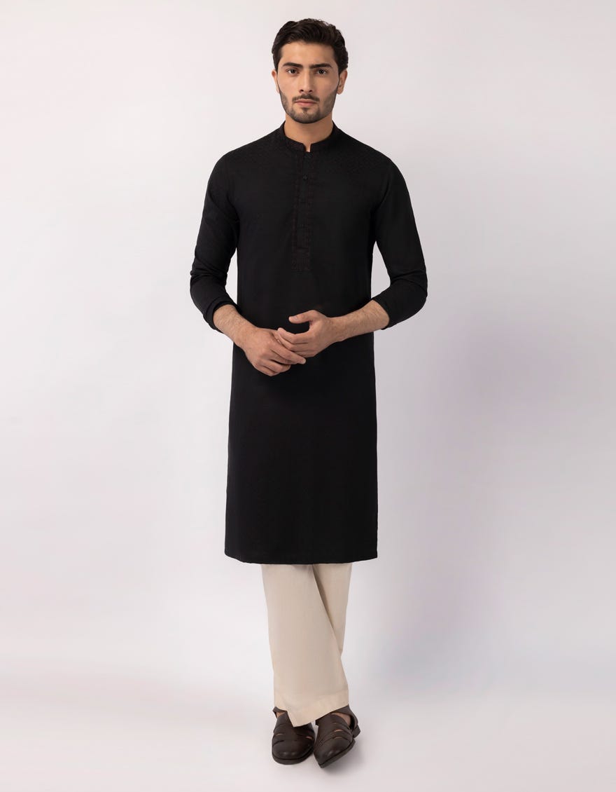 BLACK SEMI-FORMAL KURTA