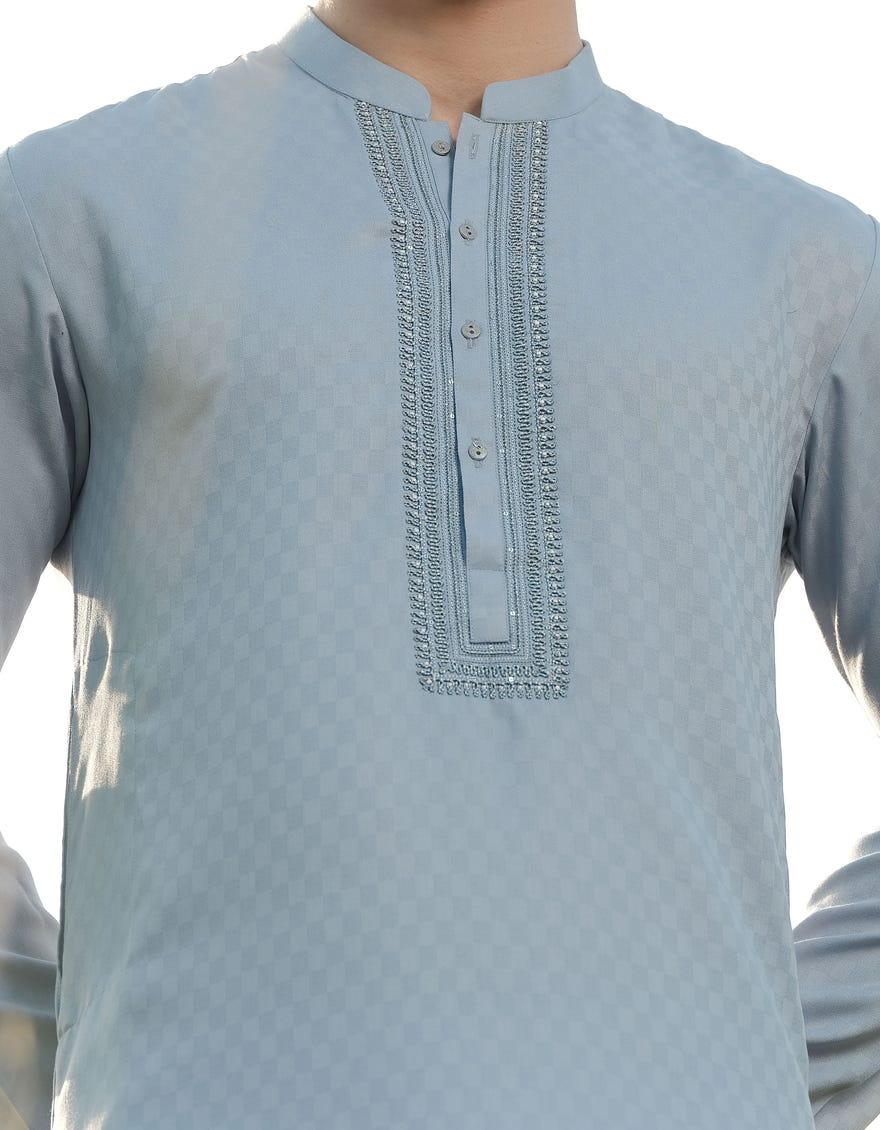 SKY BLUE BLENDED FORMAL KURTA | JJK-A-34930