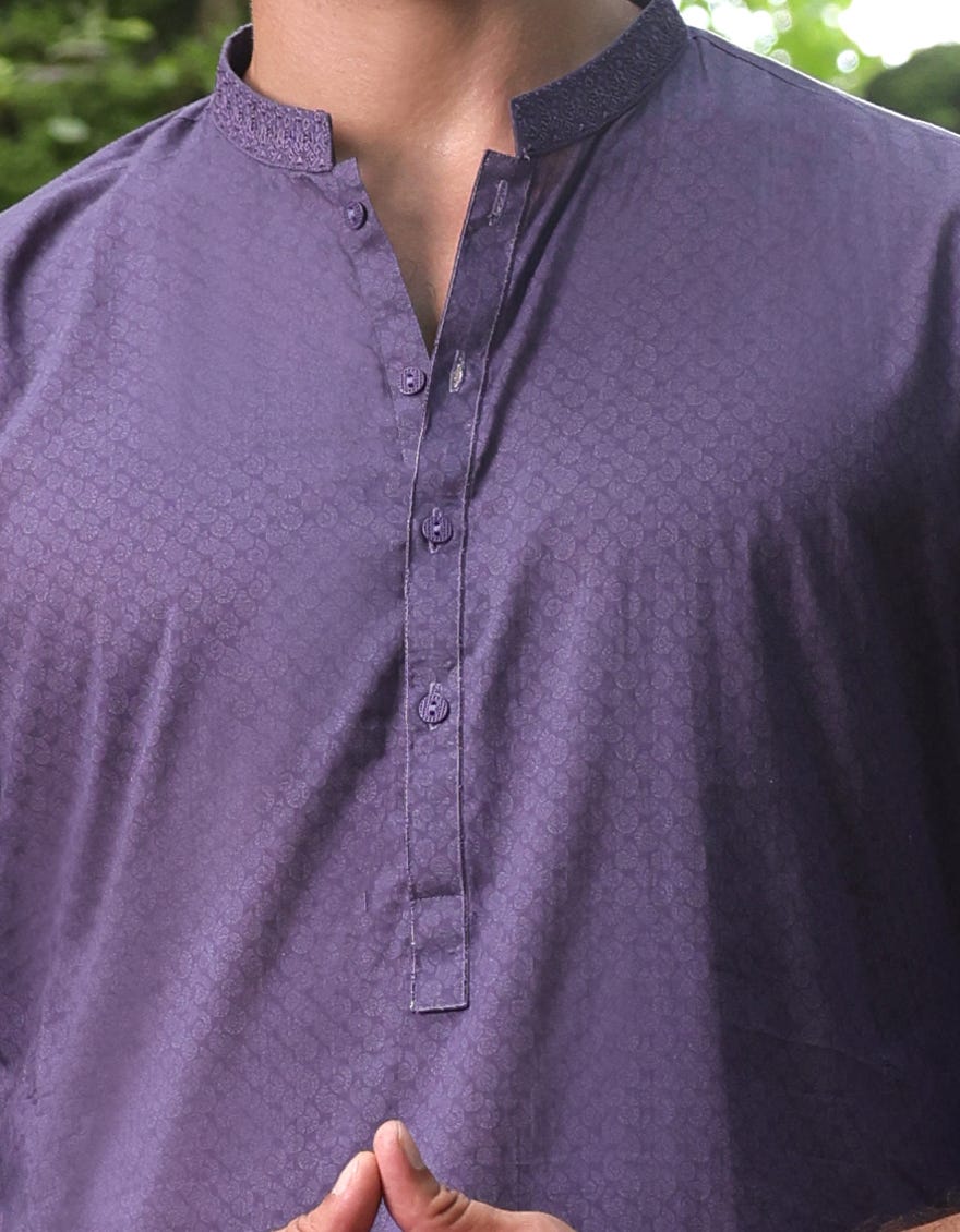 PURPLE COTTON SEMI-FORMAL KURTA