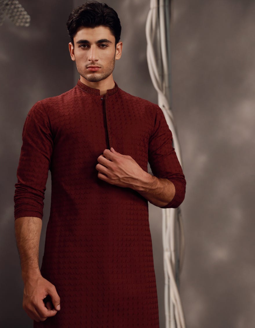 PLUM COTTON FORMAL KURTA