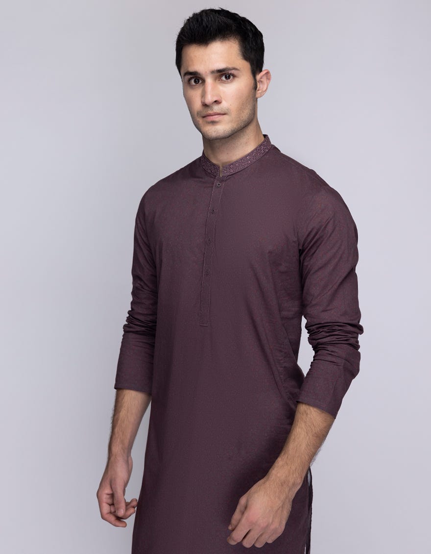 MAROON COTTON SEMI-FORMAL KURTA