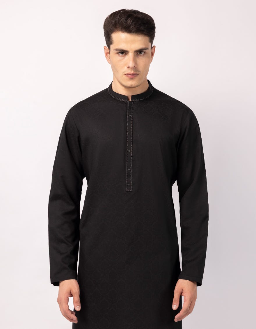 BLACK BLENDED FORMAL KURTA