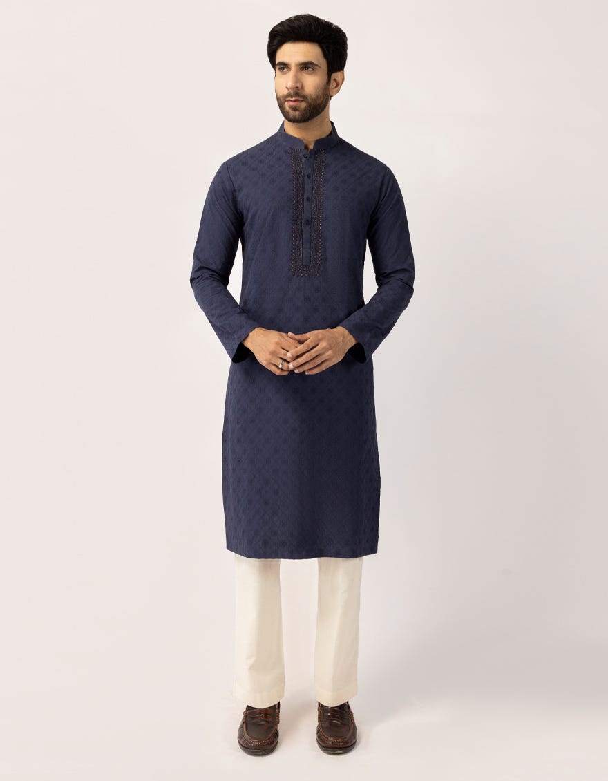 DARK BLUE COTTON FORMAL KURTA