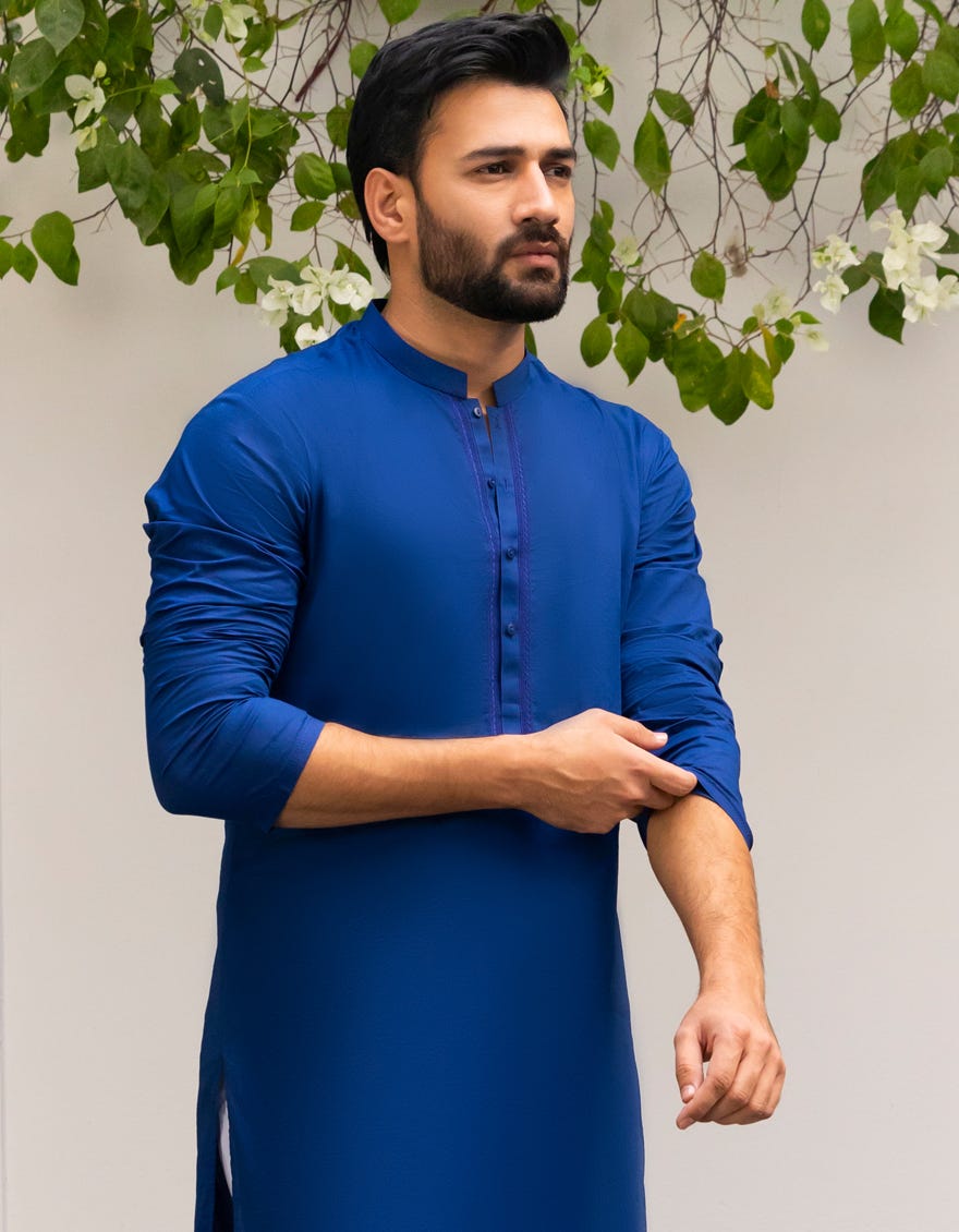BLUE COTTON KURTA | JJK-S-90489