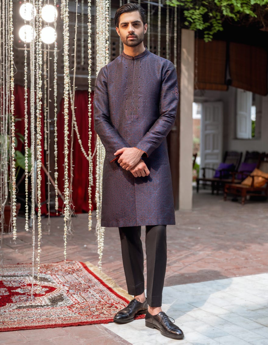 Deep Purple Blended Special Men's Kurta | Jjk-Sp-A-48126