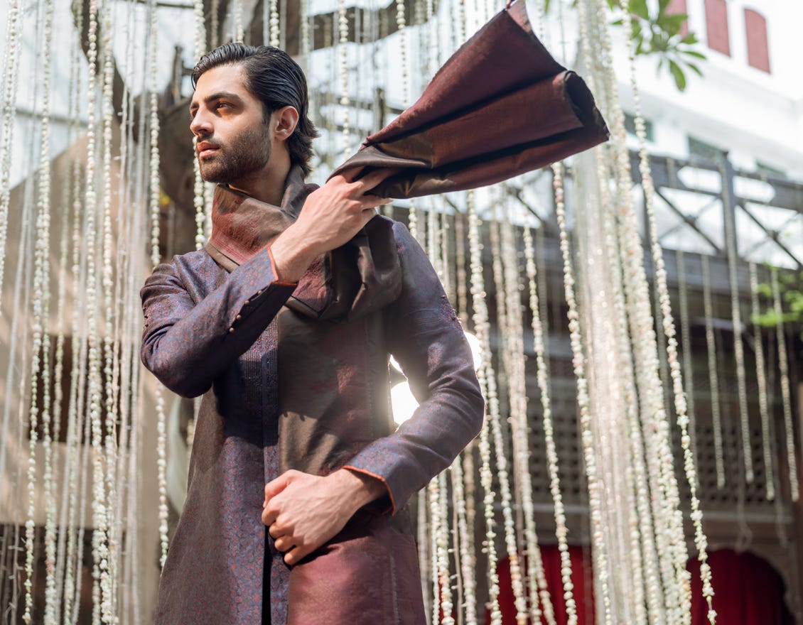 Deep Purple Blended Special Men's Kurta | Jjk-Sp-A-48126