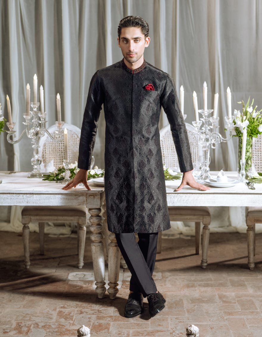 Black Blended Special Men's Kurta | Jjk-Sp-A-48110