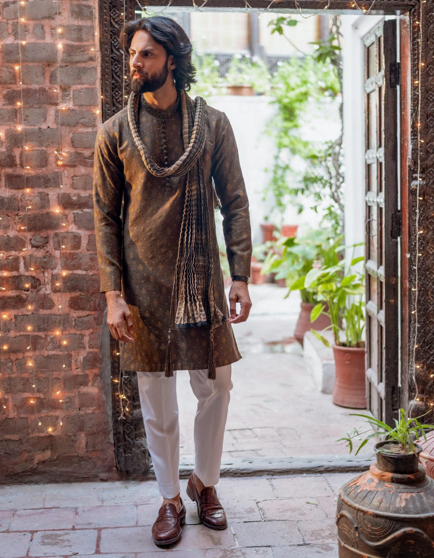 Mehndi Green Blended Special Men's Kurta | Jjk-Sp-A-48125