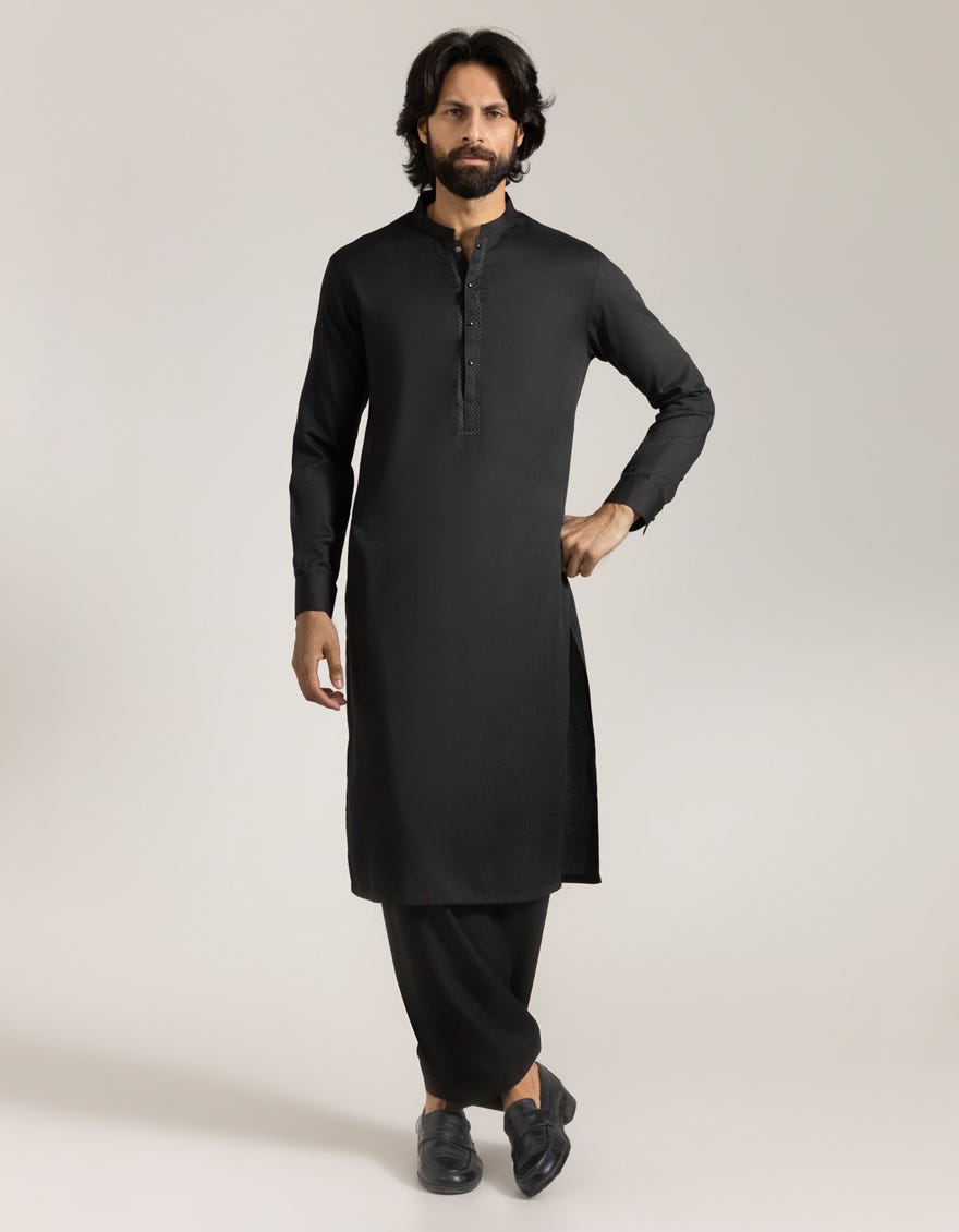 black-blended-semi-formal-kameez-shalwar-jjksa90533