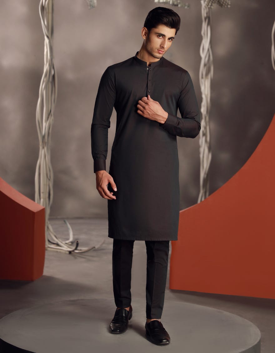 GREEN COTTON KURTA PAJAMA | JJKP-A-33025