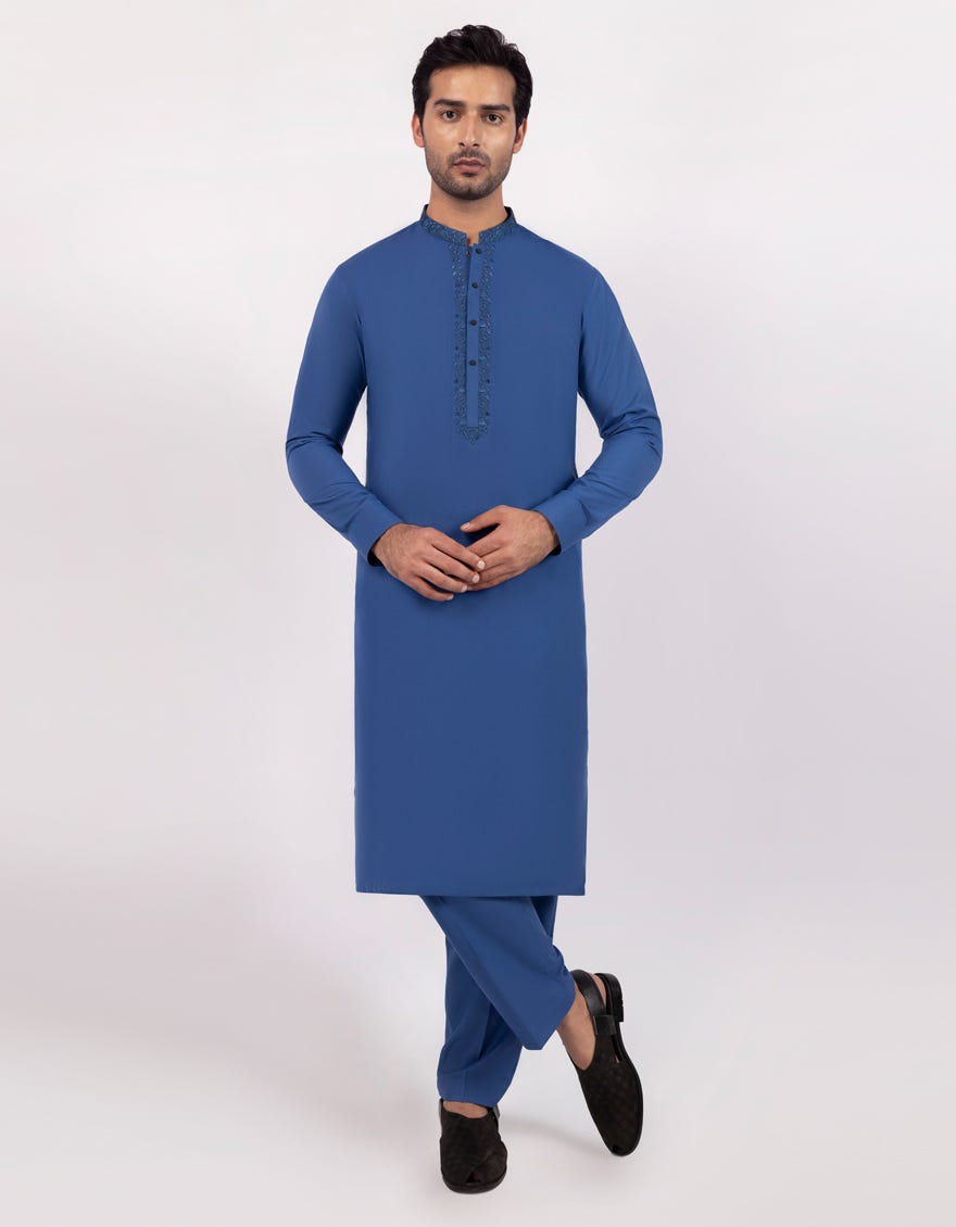BLUE SEMI-FORMAL KURTA TROUSER