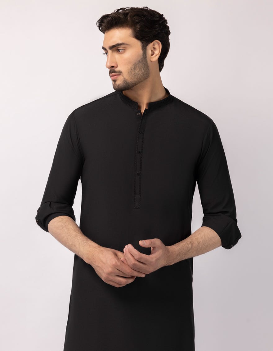 BLACK SEMI-FORMAL KURTA TROUSERS