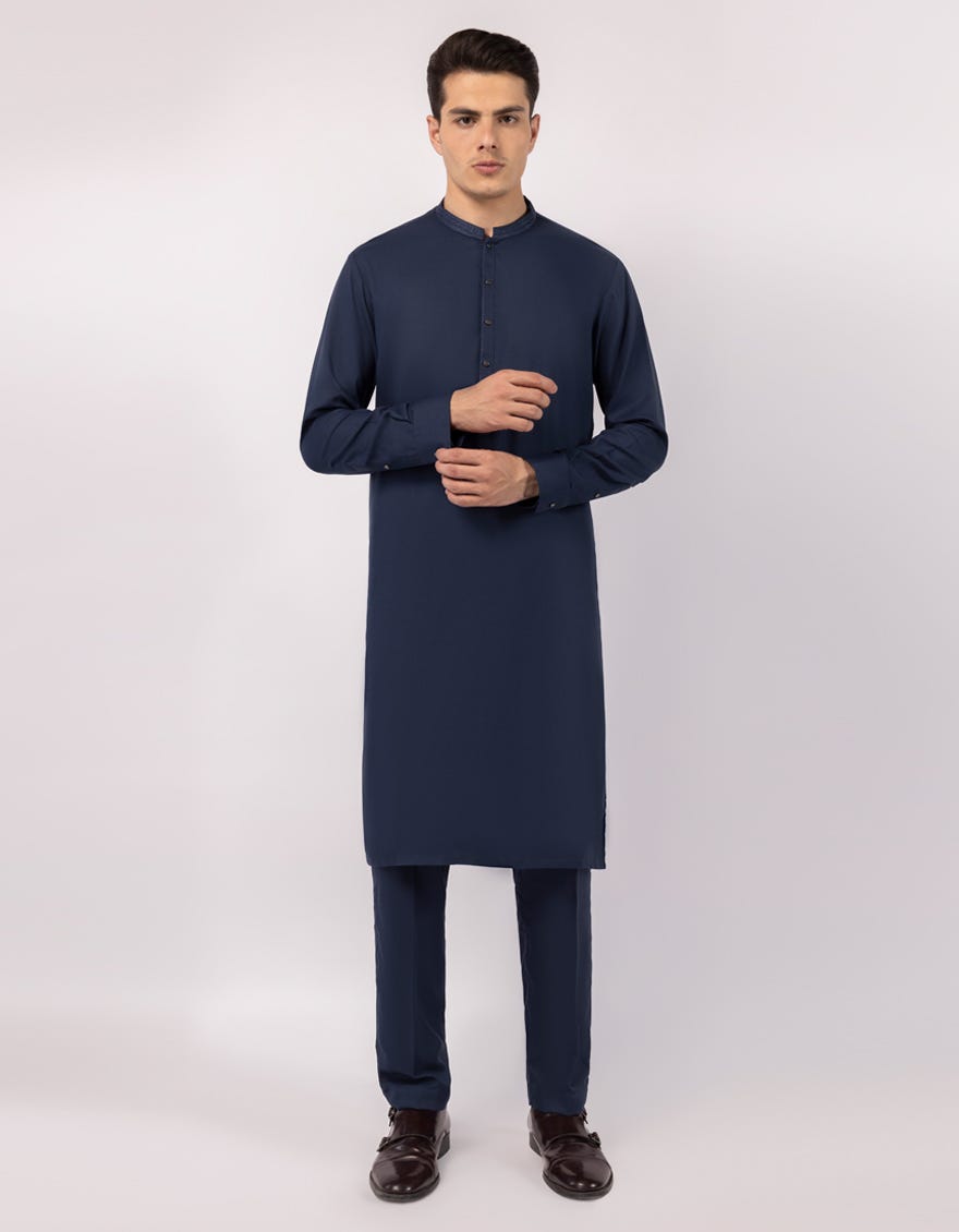 NAVY BLUE SEMI-FORMAL KURTA TROUSERS