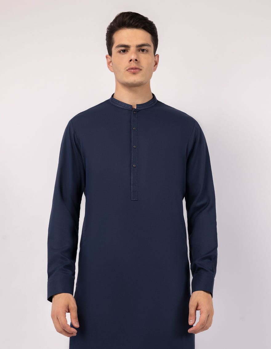 NAVY BLUE SEMI-FORMAL KURTA TROUSERS