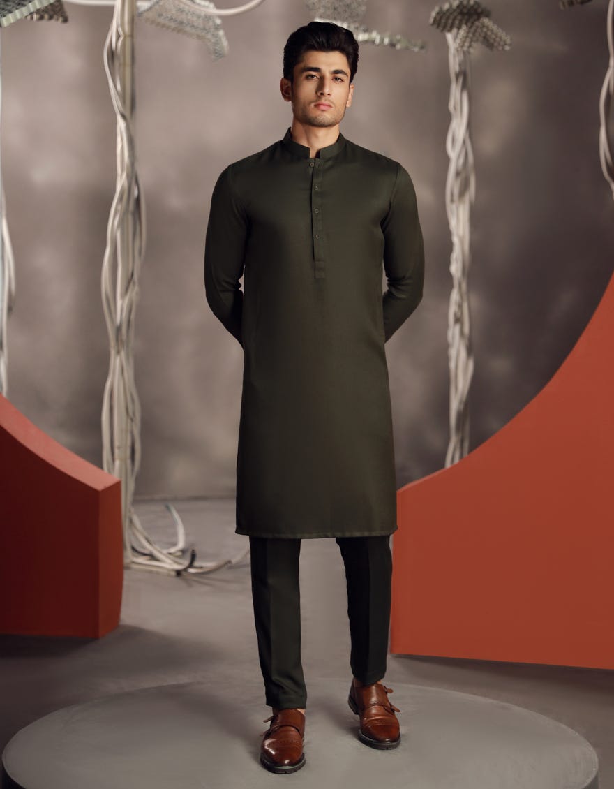 PEBBLE GREY BLENDED KURTA TROUSER | JJKP-W-47301