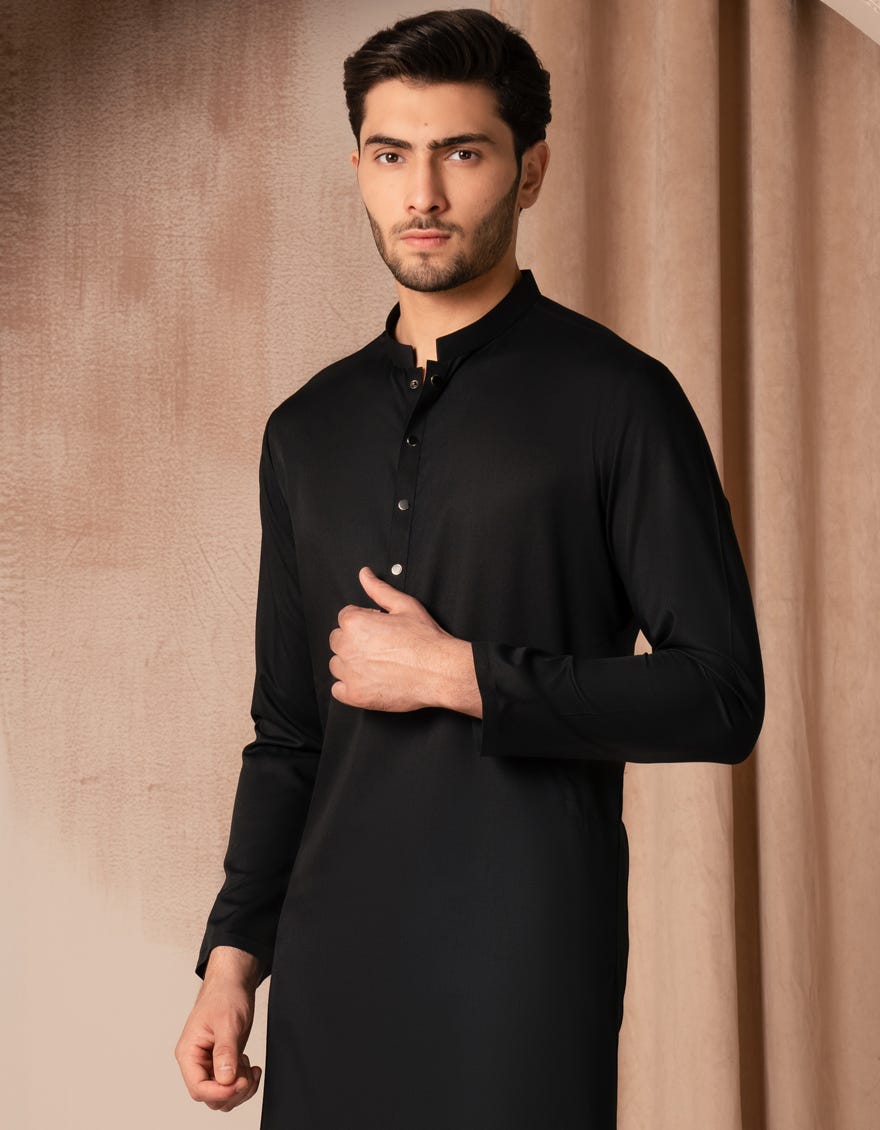 BLACK BLENDED KURTA TROUSER