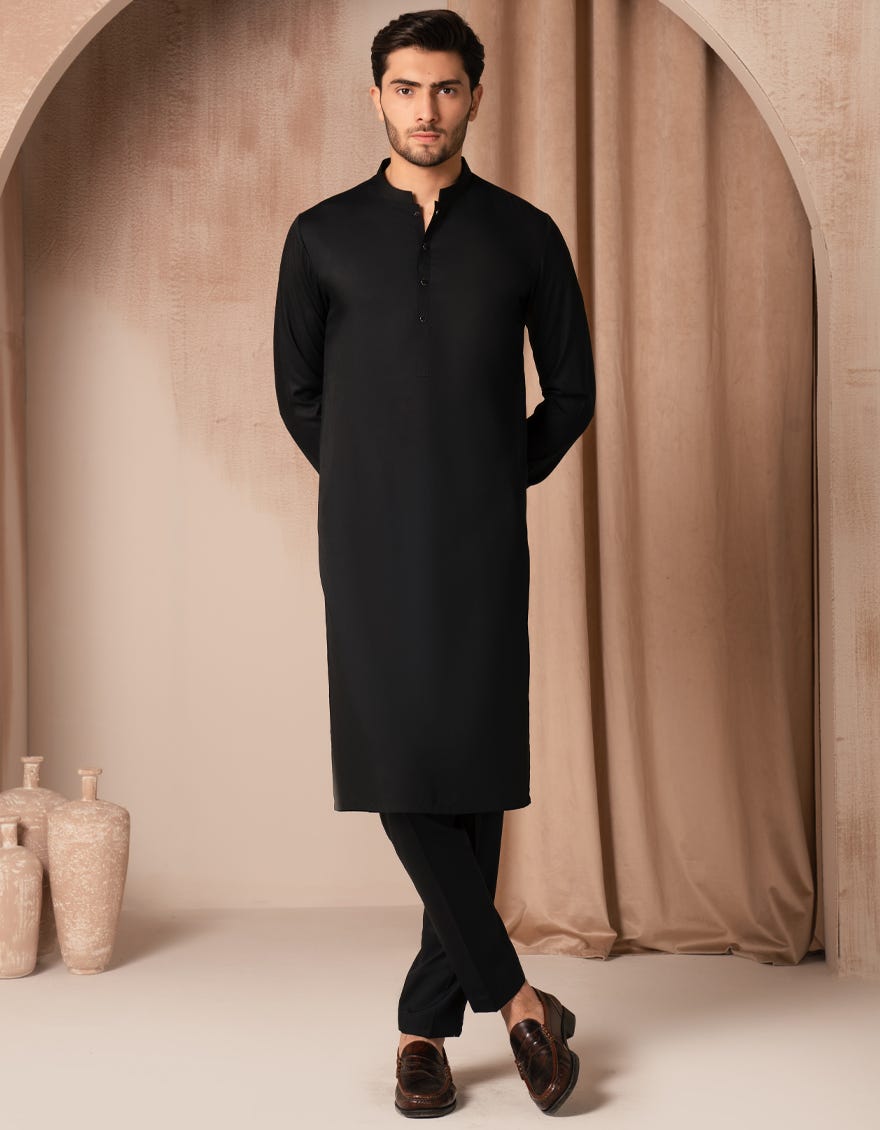 BLACK BLENDED KURTA TROUSER