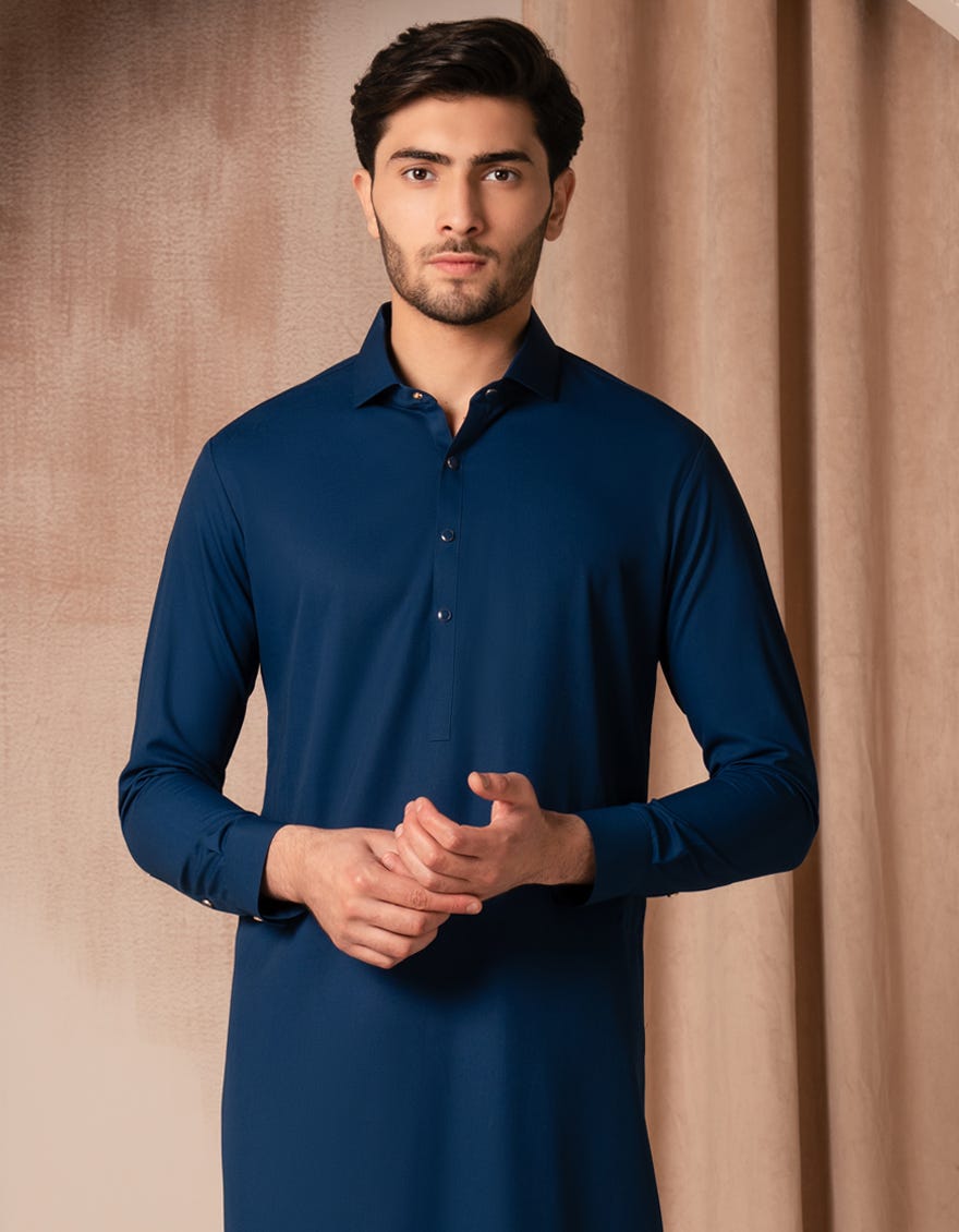 BLUE BLENDED KURTA TROUSER