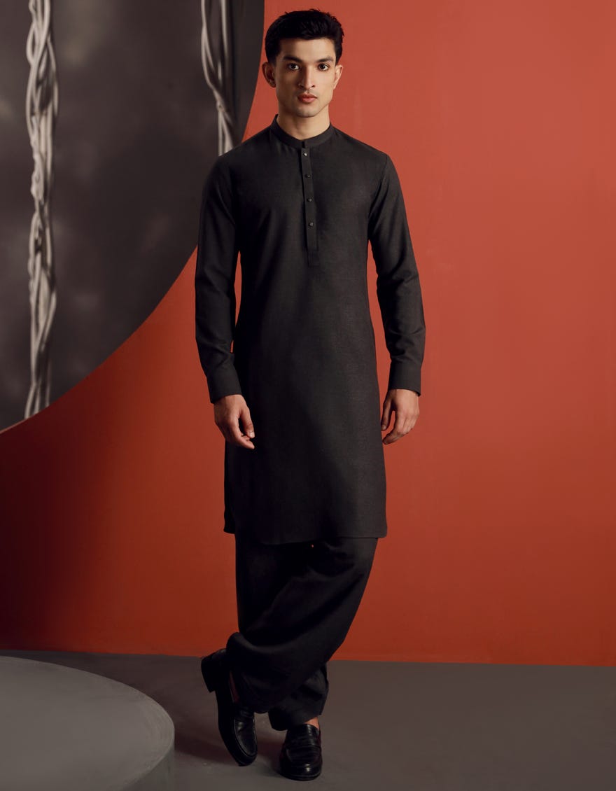 GREY BLENDED KAMEEZ SHALWAR | JJKS-W-33023