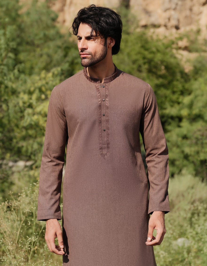 BROWN BLENDED KURTA TROUSER | JJKP-W-33046