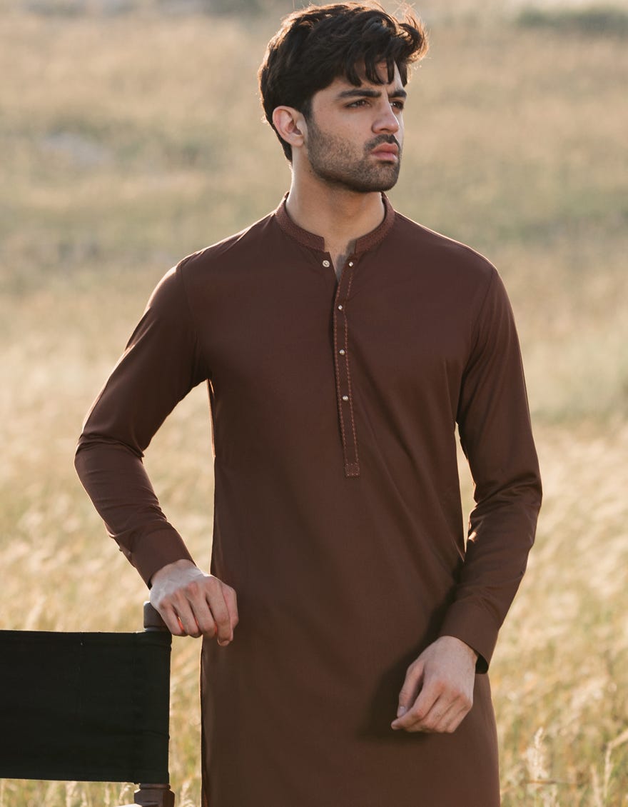 BROWN BLENDED KAMEEZ SHALWAR | JJKS-A-33086