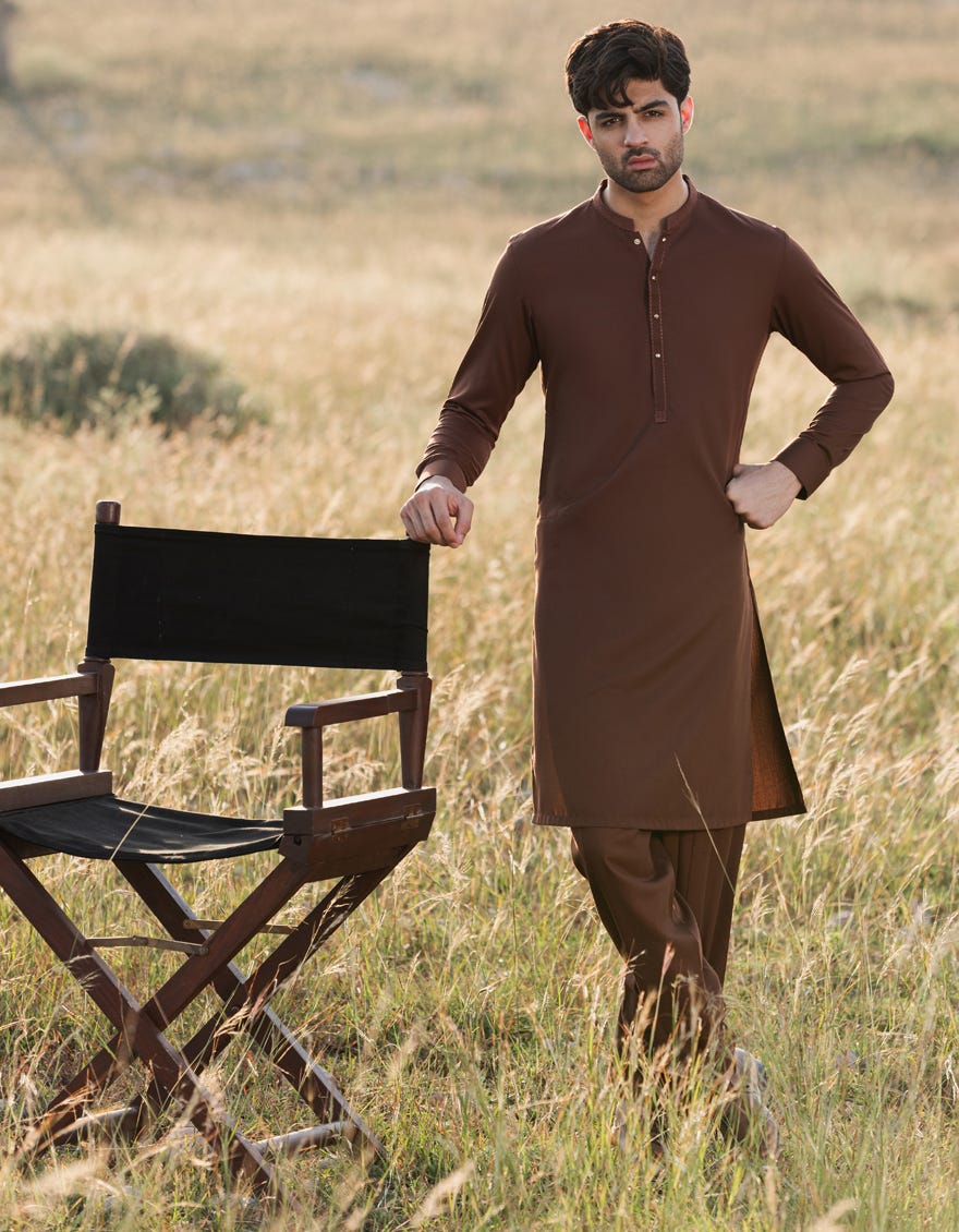 BROWN BLENDED KAMEEZ SHALWAR | JJKS-A-33086
