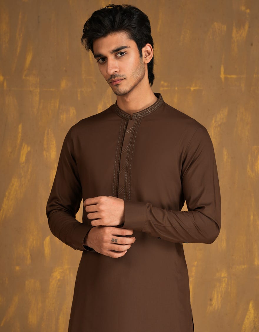 BROWN BLENDED KAMEEZ SHALWAR | JJKS-A-33089