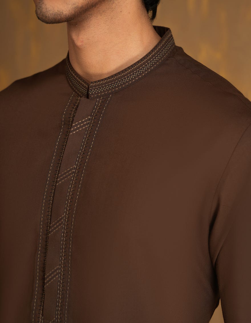 BROWN BLENDED KAMEEZ SHALWAR | JJKS-A-33089
