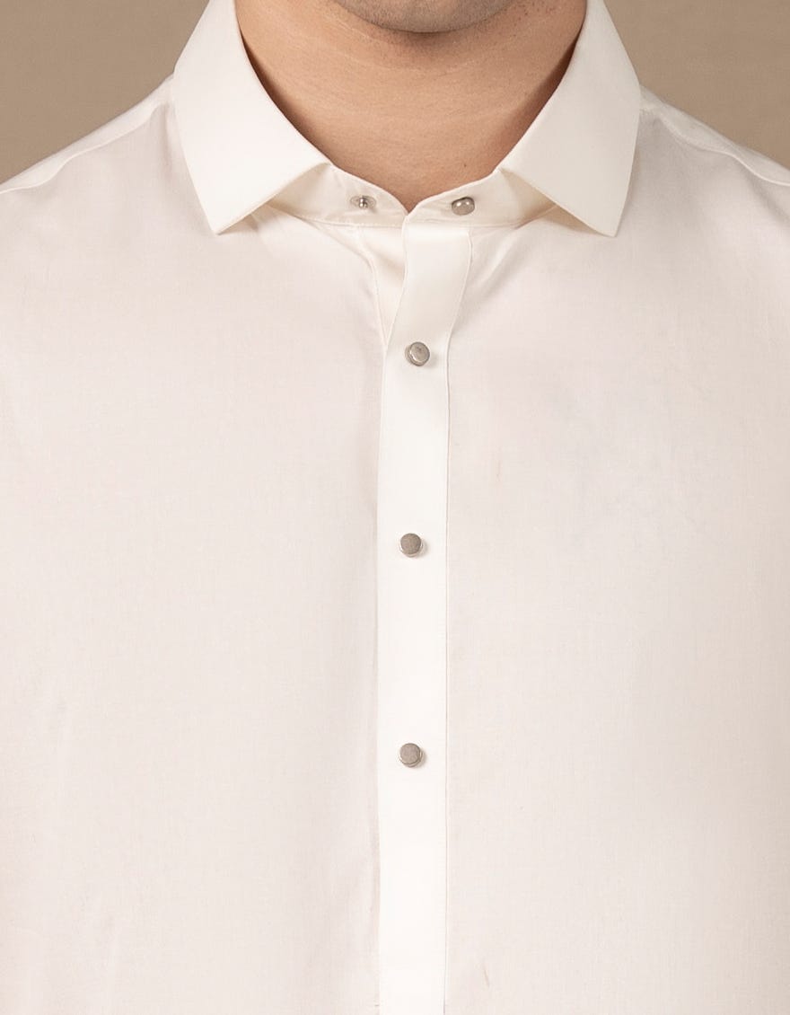 OFF WHITE COTTON KAMEEZ SHALWAR | JJKS-A-33106