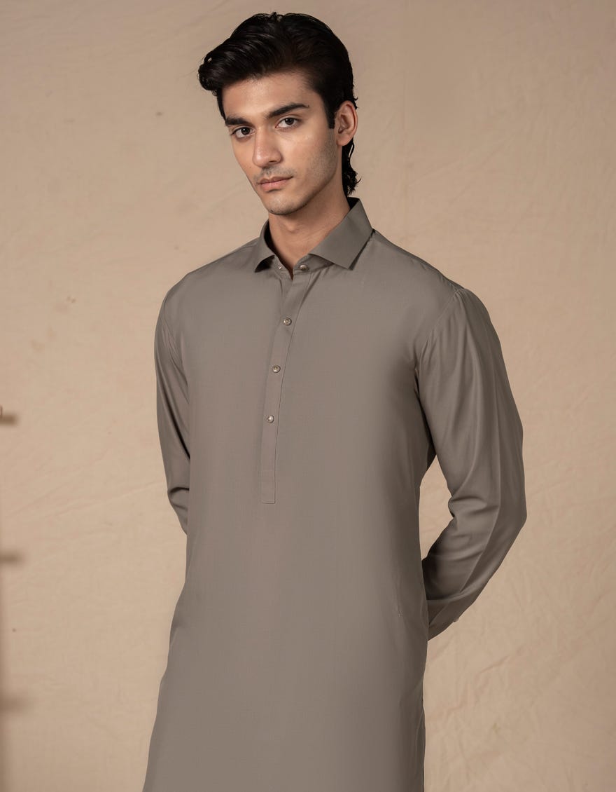 CEMENT GREEN BLENDED KAMEEZ SHALWAR | JJKS-A-33127