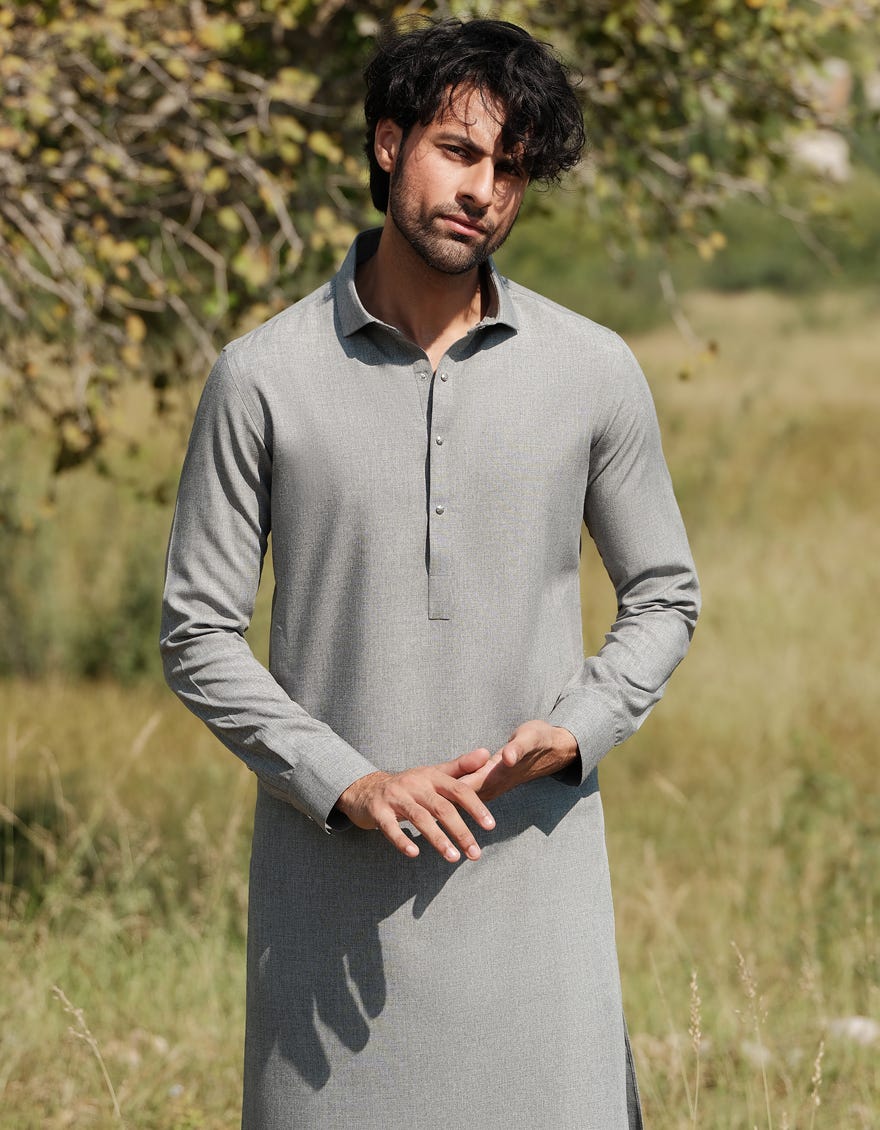 GREY BLENDED KAMEEZ SHALWAR | JJKS-W-33132