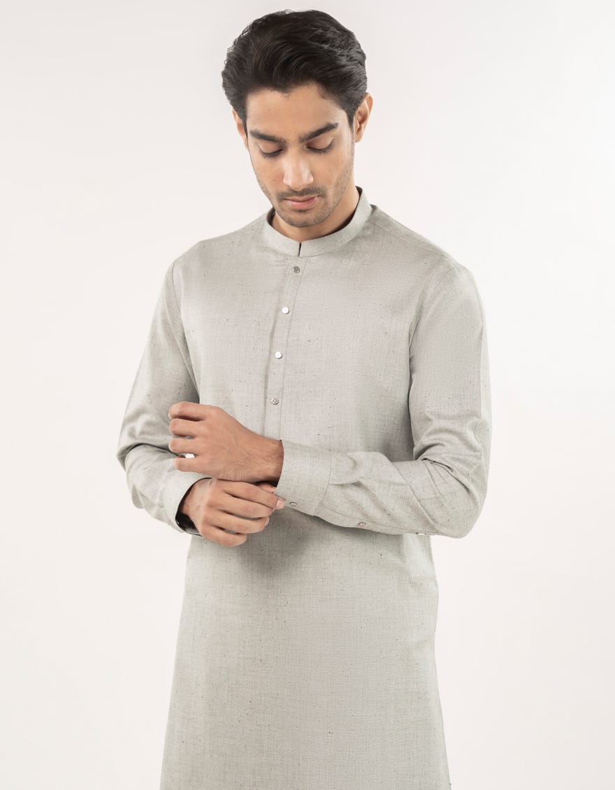 PEBBLE GREY BLENDED KAMEEZ SHALWAR | JJKS-W-33158
