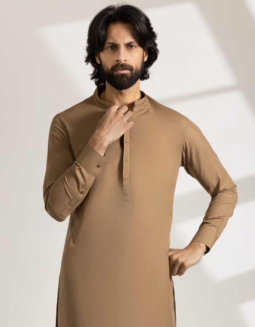 BROWN BLENDED SEMI-FORMAL KAMEEZ SHALWAR