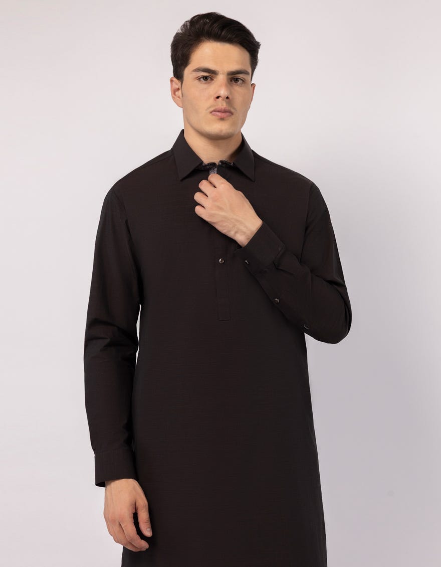 BROWN COTTON PLAIN KAMEEZ SHALWAR