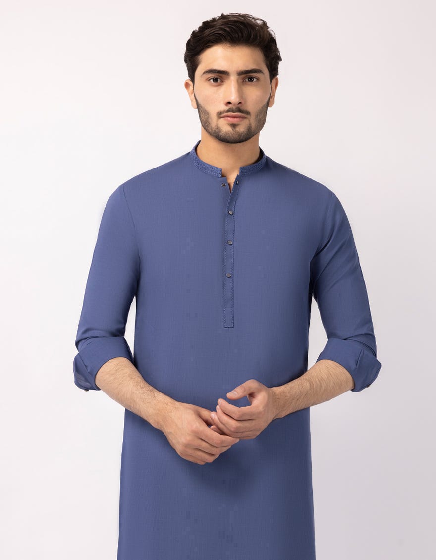 BLUE SEMI-FORMAL KAMEEZ SHALWAR
