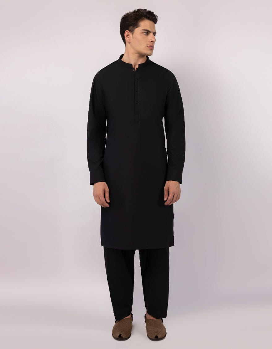 BLACK SEMI-FORMAL KAMEEZ SHALWAR