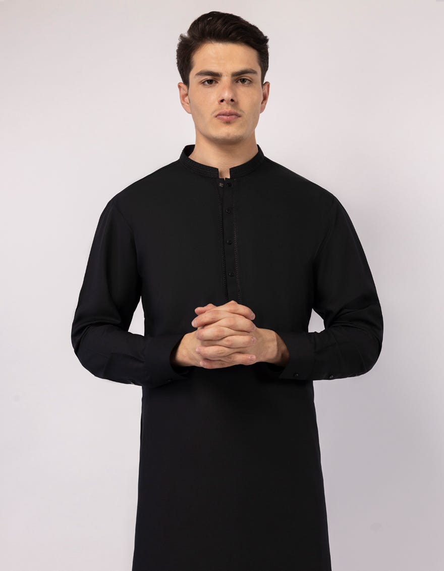BLACK SEMI-FORMAL KAMEEZ SHALWAR