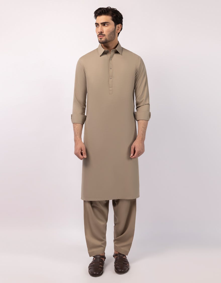 OLIVE CASUAL KAMEEZ SHALWAR