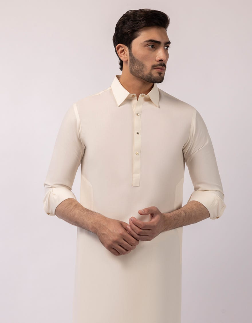 CREAM CASUAL KAMEEZ SHALWAR