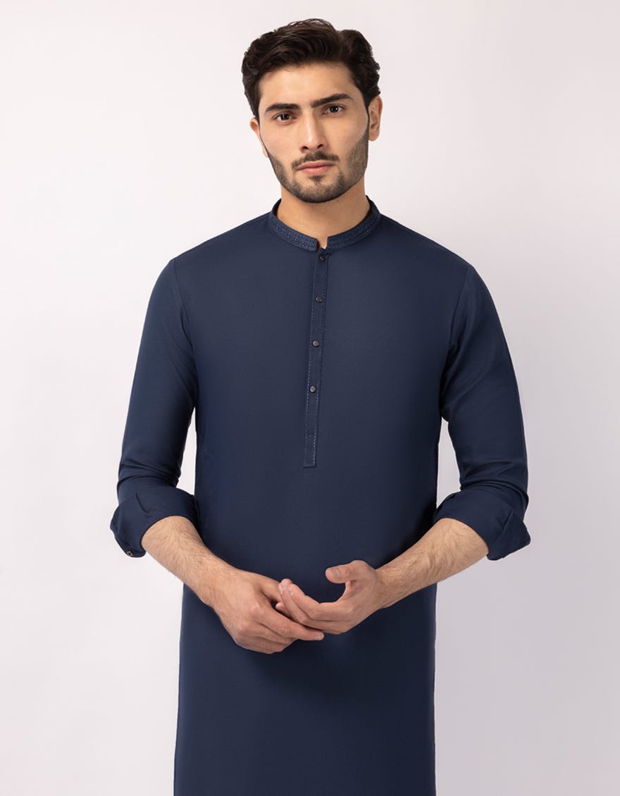 NAVY BLUE SEMI-FORMAL KAMEEZ SHALWAR