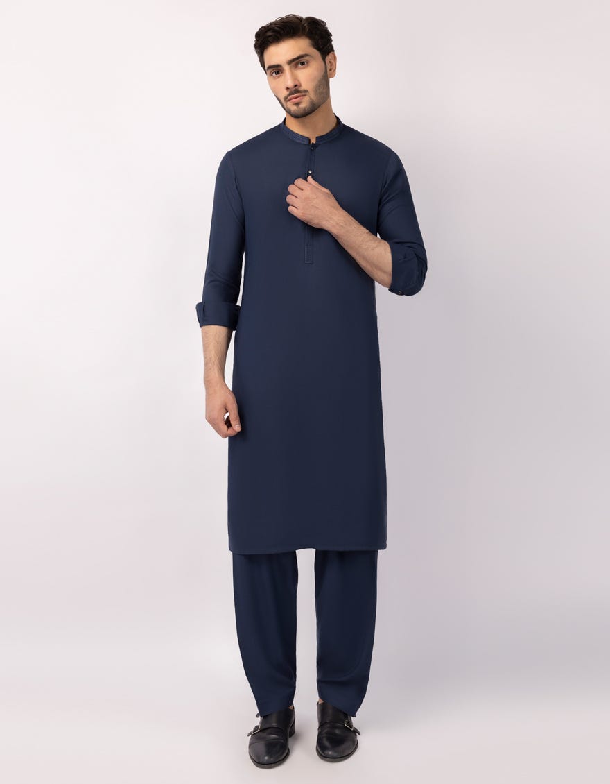 NAVY BLUE SEMI-FORMAL KAMEEZ SHALWAR