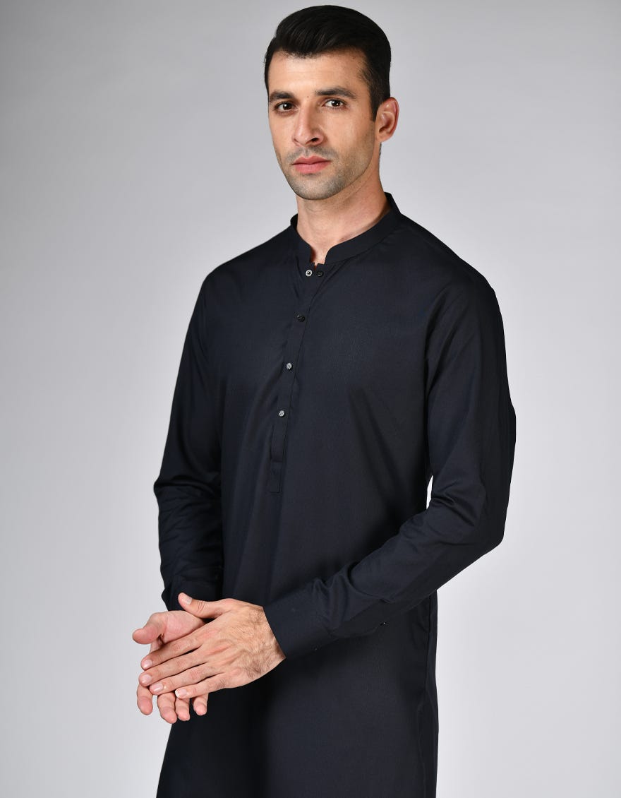 Charcoal Blended Men's Kameez Shalwar | Jjks-S-47170
