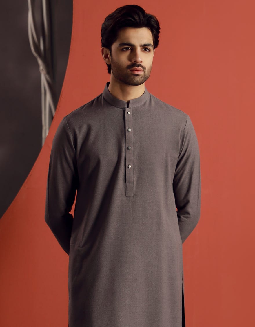 PEBBLE GREY BLENDED KAMEEZ SHALWAR | JJKS-W-47301