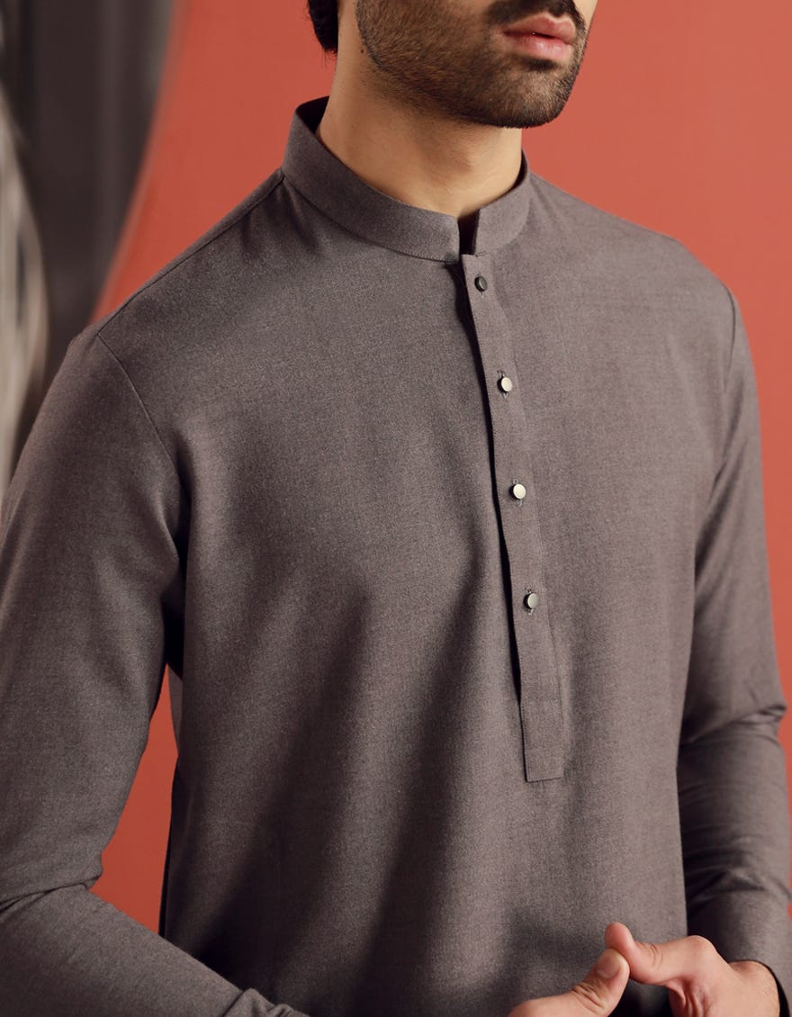 PEBBLE GREY BLENDED KAMEEZ SHALWAR | JJKS-W-47301