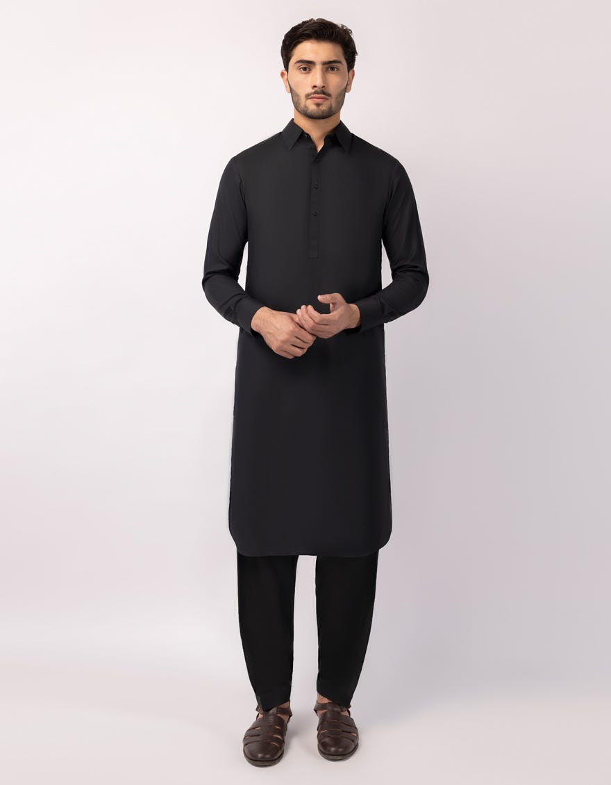 BLACK PLAIN KAMEEZ SHALWAR