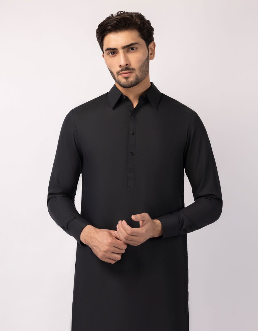 BLACK PLAIN KAMEEZ SHALWAR