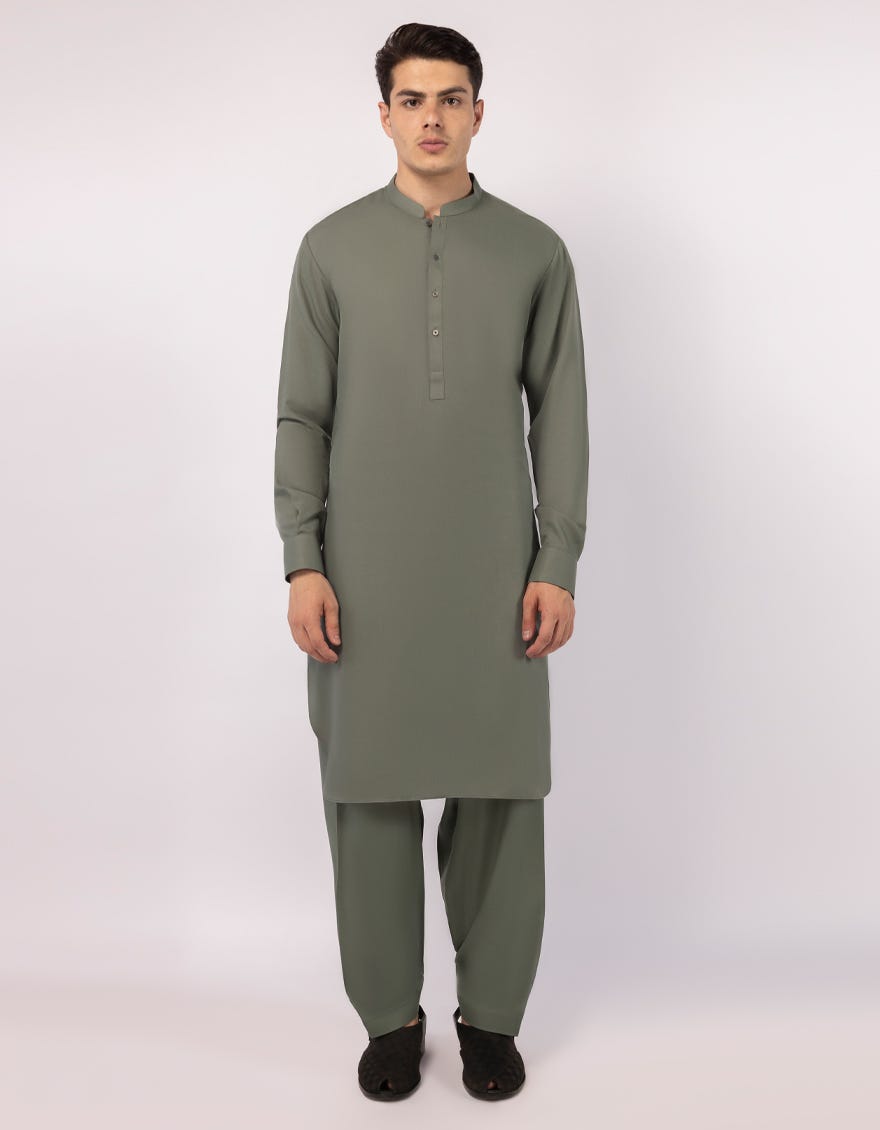 GREEN PLAIN KAMEEZ SHALWAR