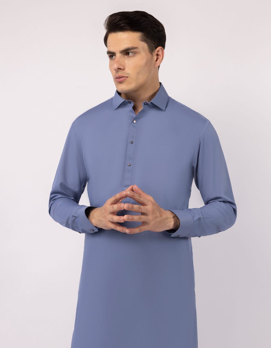 LIGHT BLUE PLAIN KAMEEZ SHALWAR